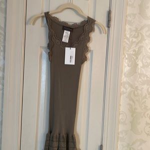 NWT OLIVE (not tan) part silk, lace tank top